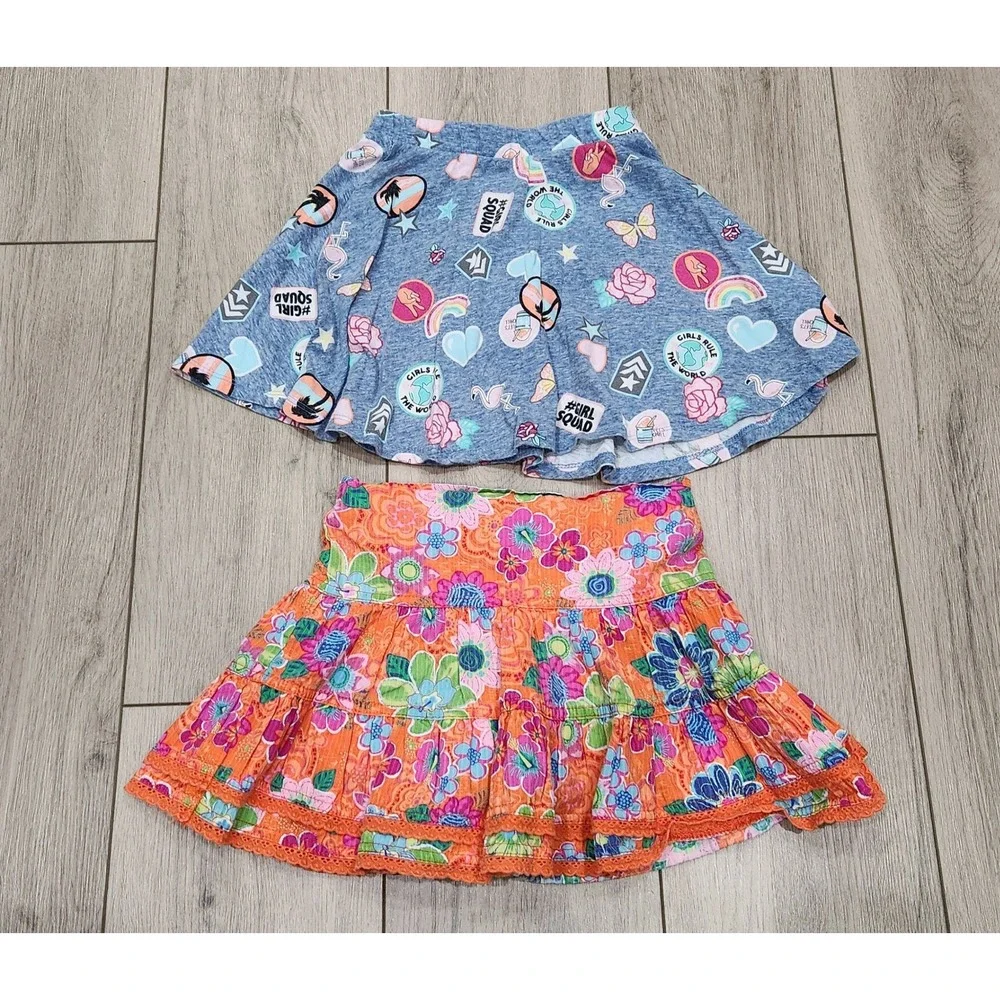 Girls 4T Skort Skirt Bundle Blue Graphic Floral Lace The Childrens Place Cotton